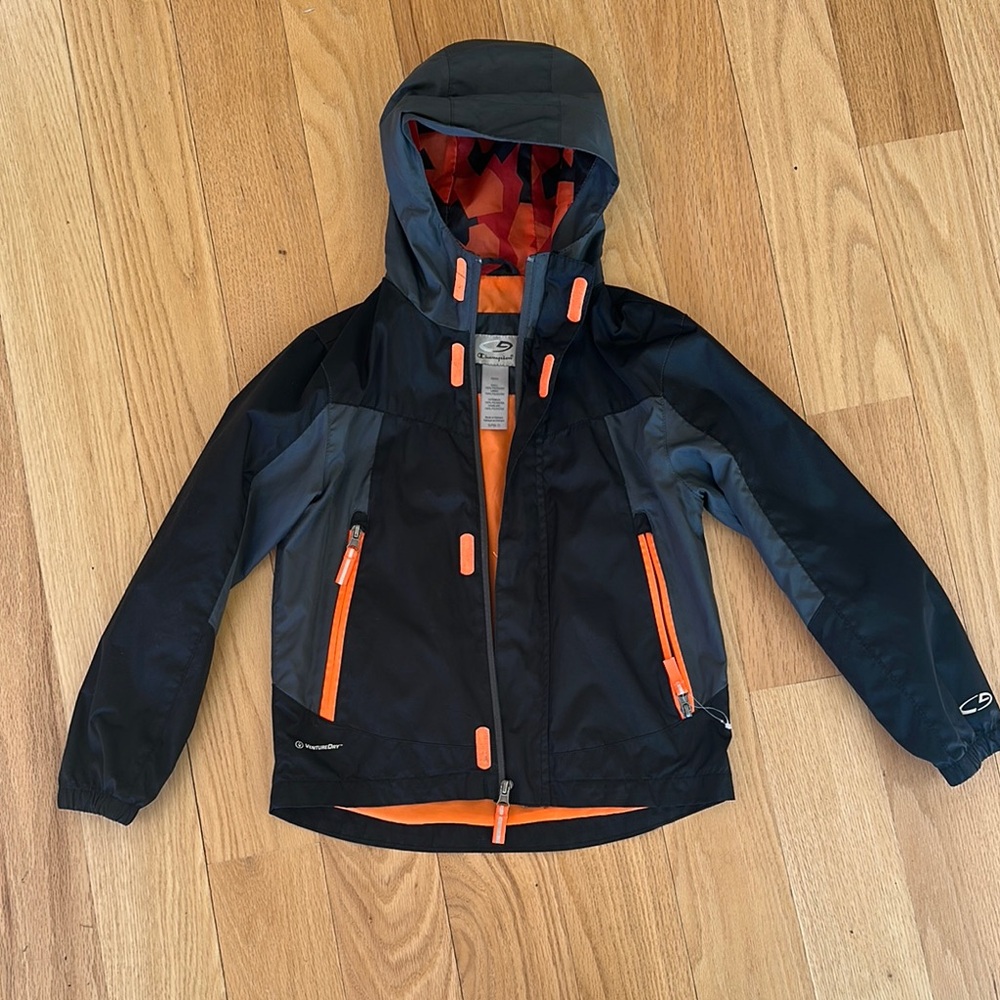 Champion Black and Orange Hooded windbreaker Jacket
